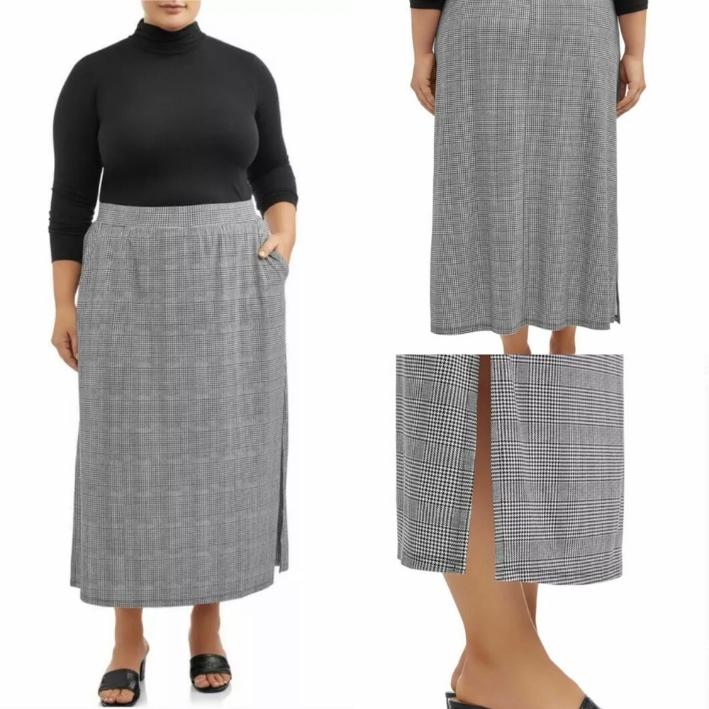 Terra & Sky plaid stretch soft sueded plus size skirt